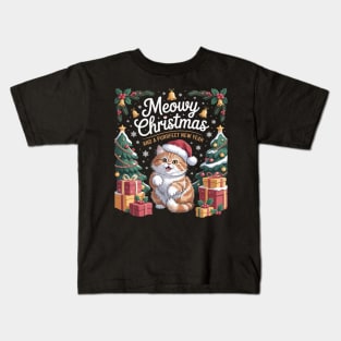 BRITISH LONGHAIR Cat Meowy Christmas & A Purrfect New Year Kids T-Shirt